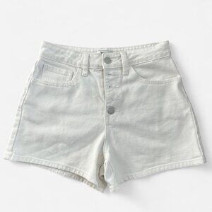 JBD‎ Women's White Denim Cutoff Shorts High Rise Button Pocket Casual